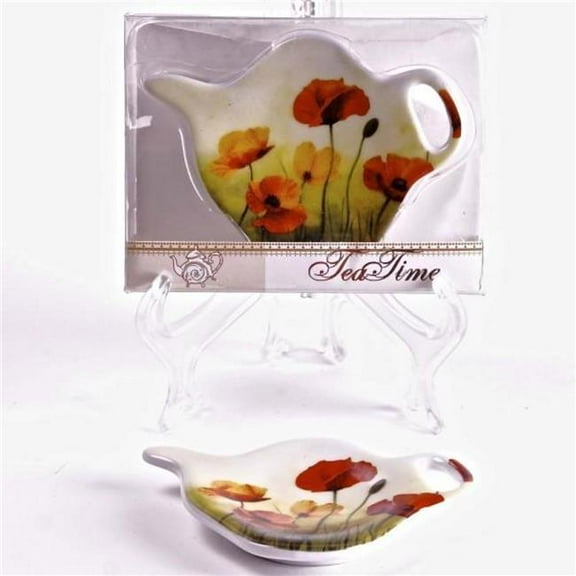 MDR Trading Inc. FP-CBD-2-5716_Q01 Set Of 2 Porcelain Poppies Tea Bag Holder