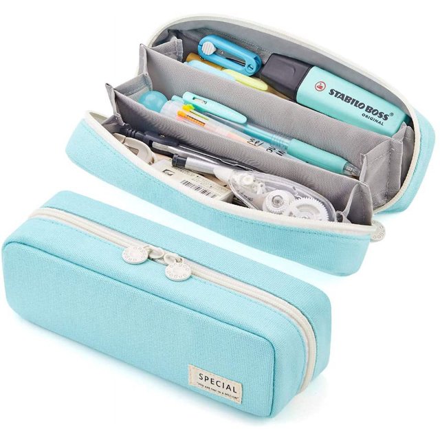 Estuche para lápices Estuche para lápices con 3 compartimentos Estuche para lápices Estuche para lápices para niñas, adolescentes, estudiantes, escuela de arte y suministros de oficina (blanco a