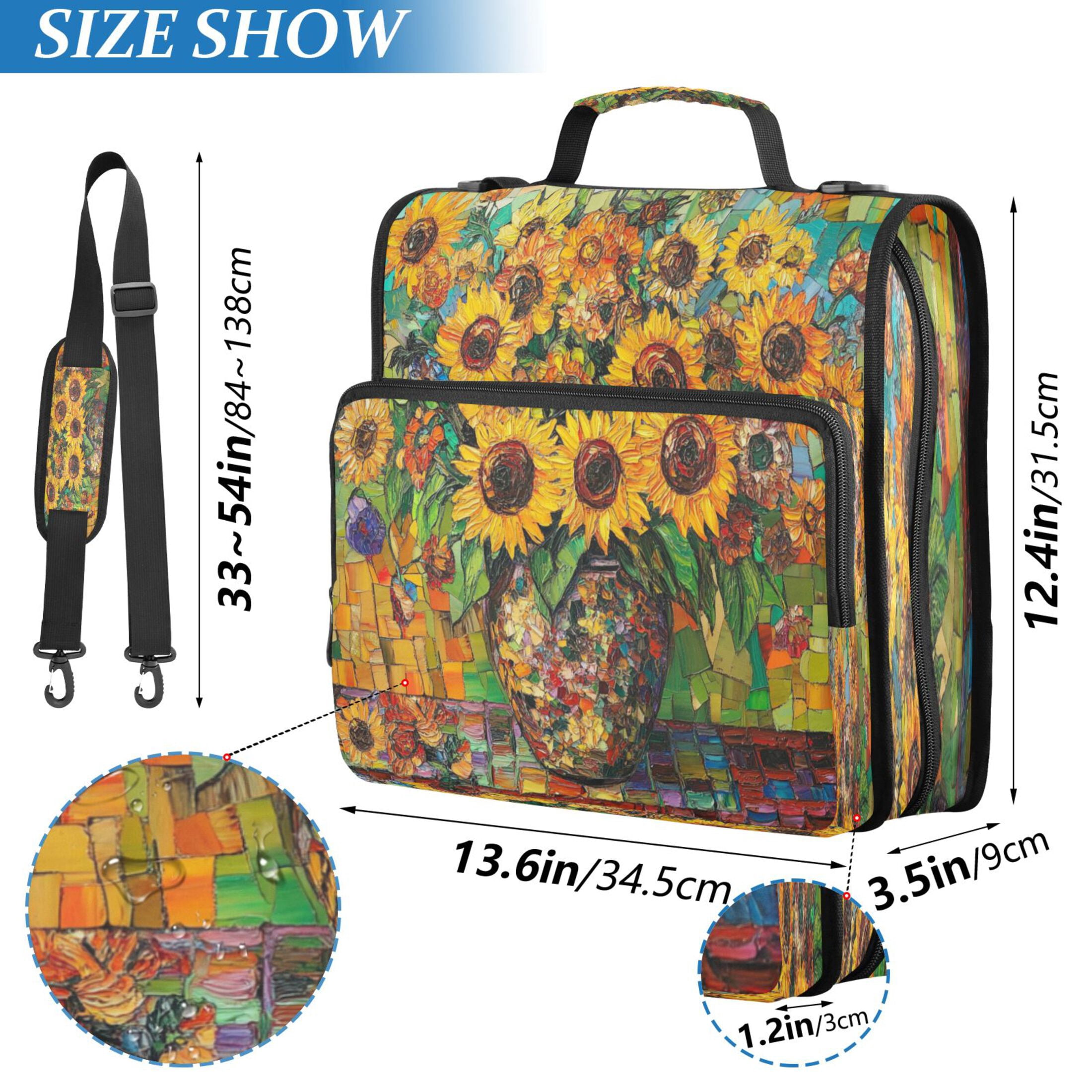 YAZAOO Zipper Binder trapper keeper Documents Organized Design Sunflower Symphony Printed