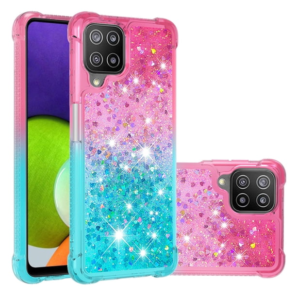 Funda para Samsung Galaxy A22 4G Transparente con Brillos Carcasa Protectora Antigolpes con Glitter Brillante