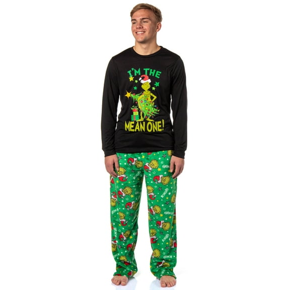 Dr. Seuss The Grinch Men's I'm The Mean One Adult Lounge Pajama Sleep Set