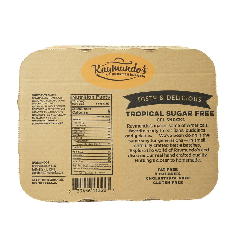 Raymundo's Assorted Sugar Free Tropical Gelatin Refrigerated Snack