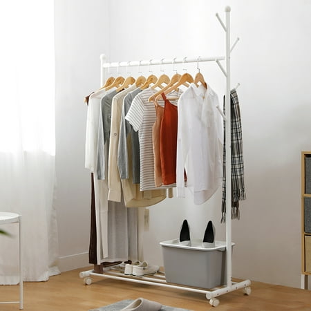 HOME ORGANIZER Multifunctional Clothing Rack Steel Rod Clothes Rolling ...