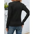 thumbnail image 4 of Long Sleeve Tee Shirts for Women Casual Loose Crewneck Ribbed Knit Blouse Trendy Fall Pullover Black XL, 4 of 7