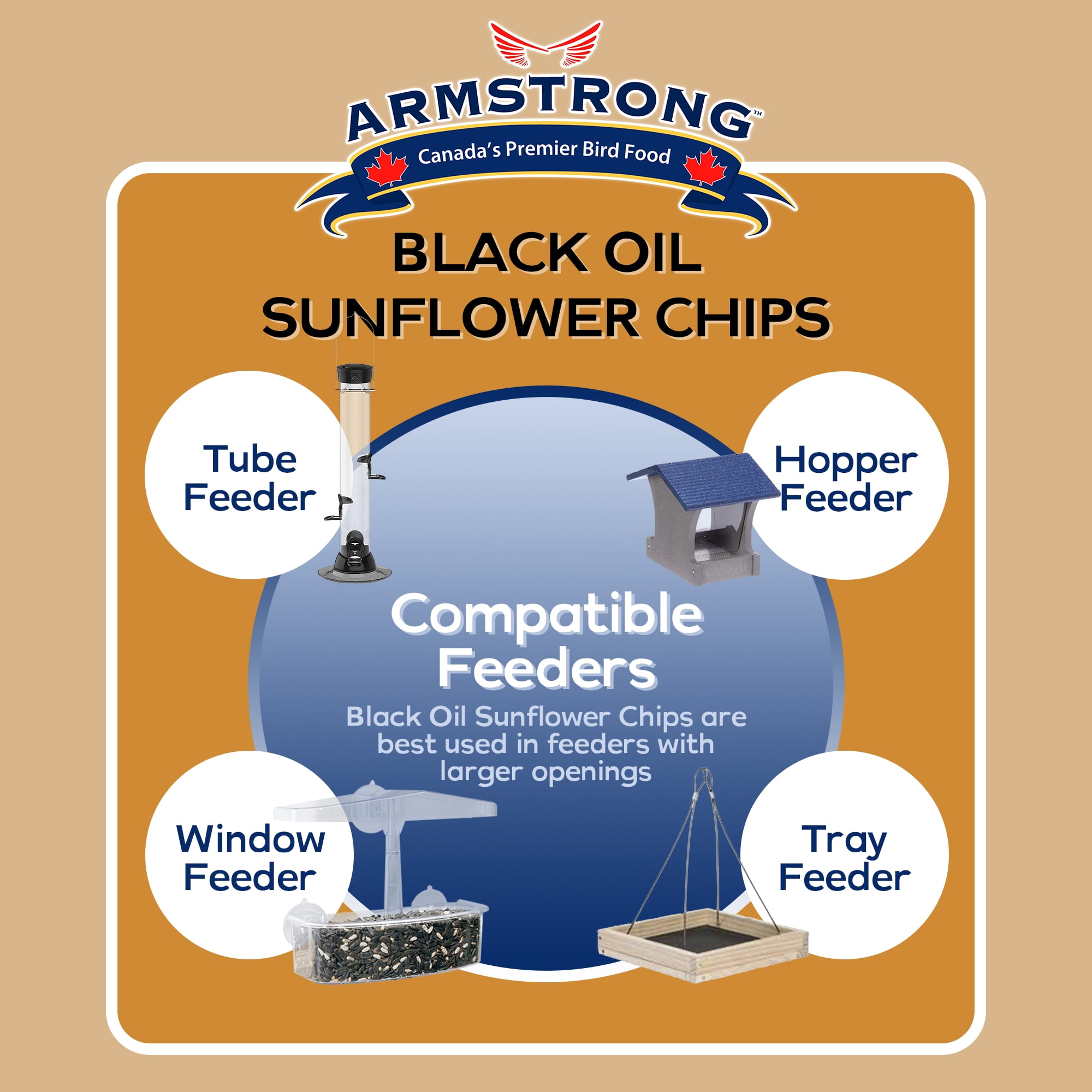 Armstrong Wild Bird Food Black Oil Sunflower Chips, 4lbs
