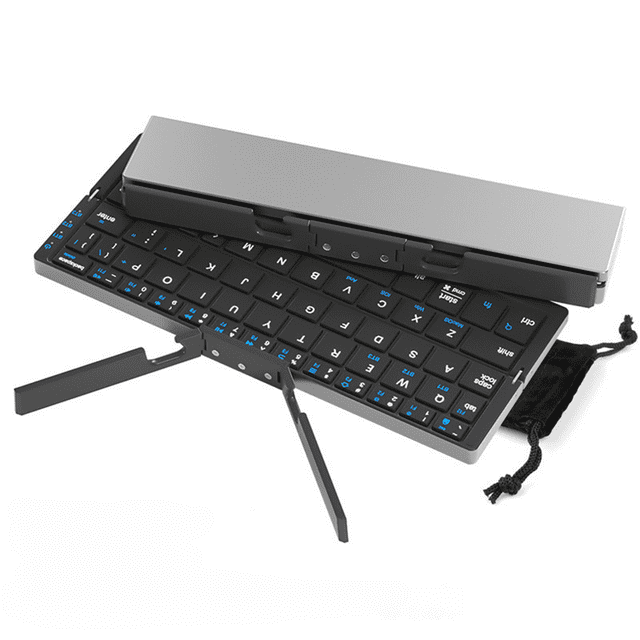 BH199 Aluminum Alloy & ABS Foldable Wireless Keyboard with Triple Bluetooth Connectivity - 50H Battery Life, Universal Compatibility for Tablets, Smart, Laptops & PCs - Compact Travel Design