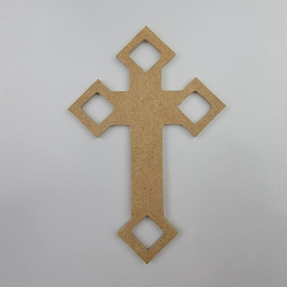 6"Four Square Decorative Wall Cross #58, Unfinished Wood Art Shape by Wooden Craft Cutouts