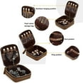 thumbnail image 5 of Hiram Crazy Horse Leather Travel Jewelry Case Small Jewelry Box Travel Organizer for Rings, Necklaces, Earrings Watches Storage Case (Dark Brown), 5 of 8