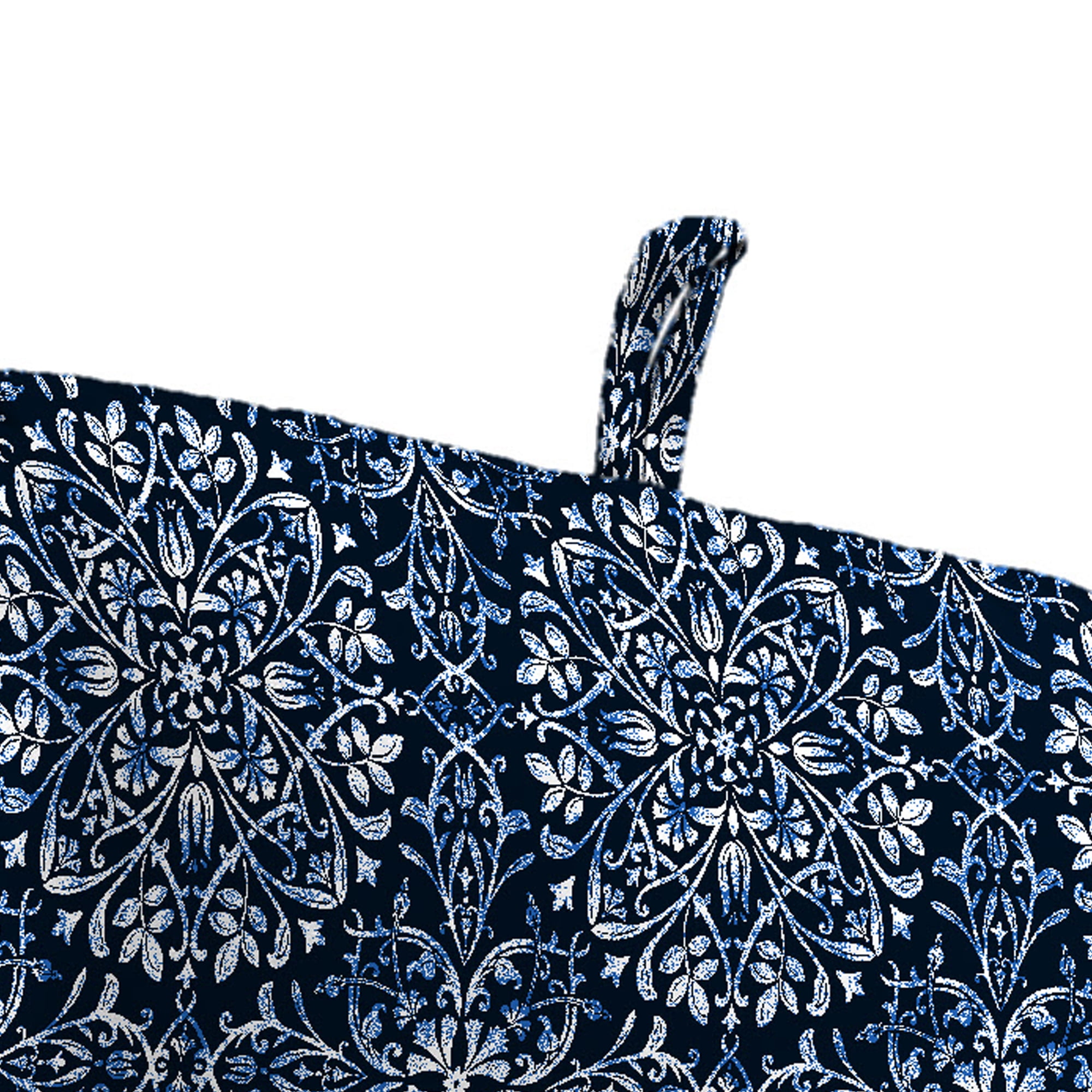 Jordan Manufacturing 45" x 22" Dresden Midnight Navy Damask Rectangular Outdoor Chair Cushion with Ties and Hanger Loop