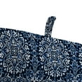 thumbnail image 5 of Jordan Manufacturing 45" x 22" Dresden Midnight Navy Damask Rectangular Outdoor Chair Cushion with Ties and Hanger Loop, 5 of 12