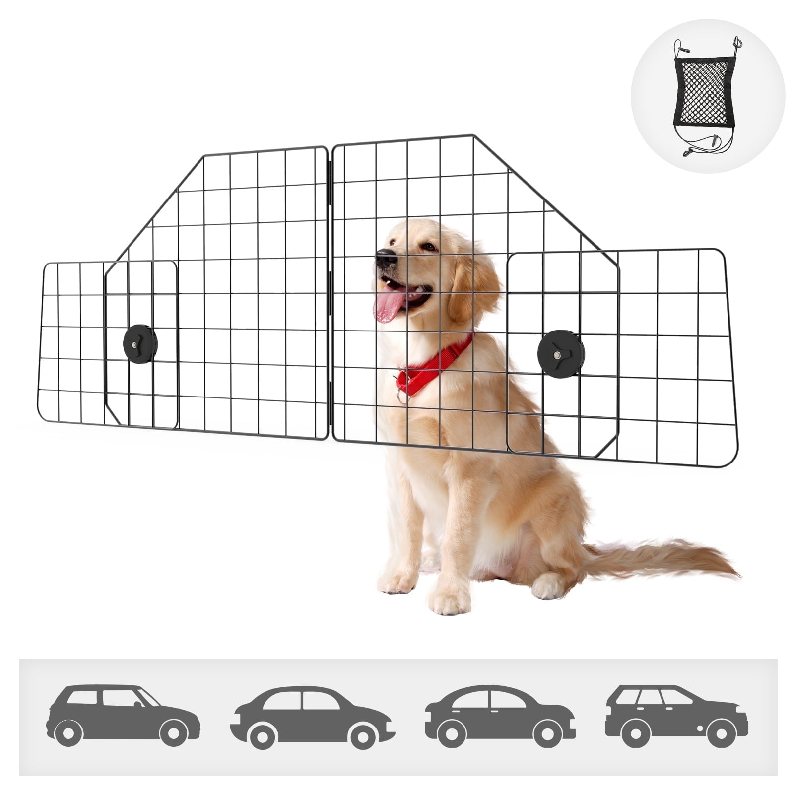XYADX Dog Car Barrier, Heavy Duty Adjustable Mesh Pet Divider for Back Seat Vehicles & SUV, Black
