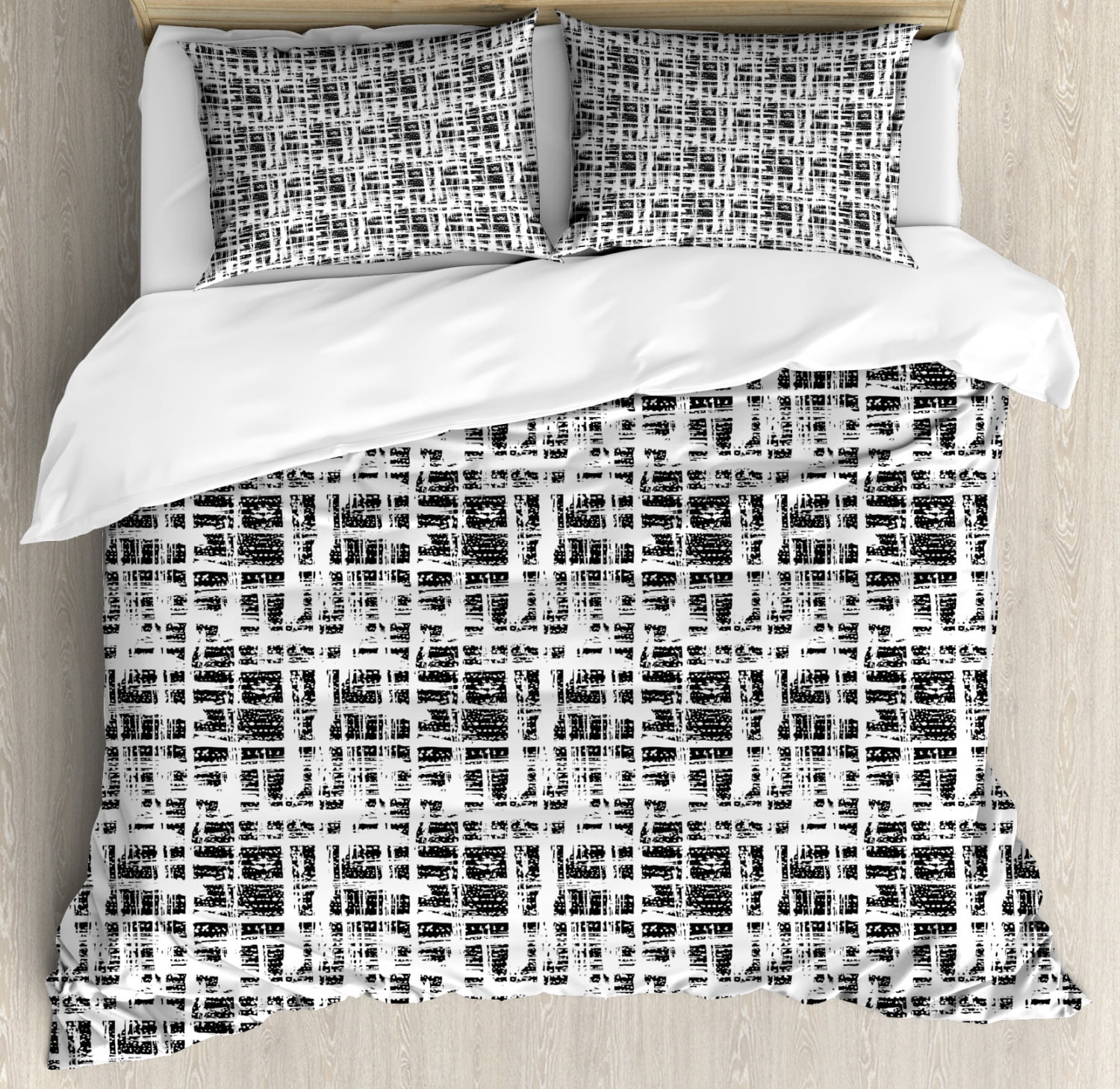 Black And White King Size Duvet Cover Set Abstract Watercolor