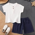 thumbnail image 2 of Hessimy Toddler Boy Print Short Sleeve Shirt & Casual Shorts Set Summer Outfits Clothes,Summer Vibe(Navy,2-3 Years), 2 of 6