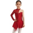 thumbnail image 4 of YIZYIF Kids Girls Mesh Sleeve Ballet Skirted Leotard Hollow Back Figure Skating Competition Costume Dancewear Red 8, 4 of 7