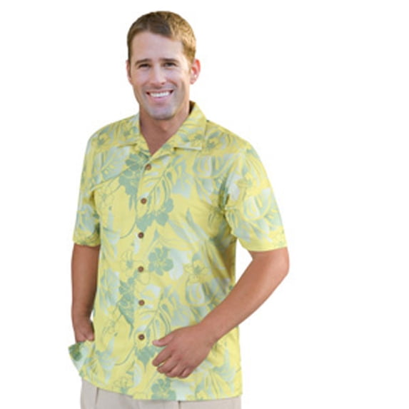 Monterey Club Men's Hawaiian Texture Print Camp Casual Golf Polo Shirt #1519