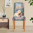 thumbnail image 4 of Yayeee 2 Pack Dining Chair Covers Stretch Parson Chairs Slipcovers Seat Protector, Green Window Sea, 4 of 6