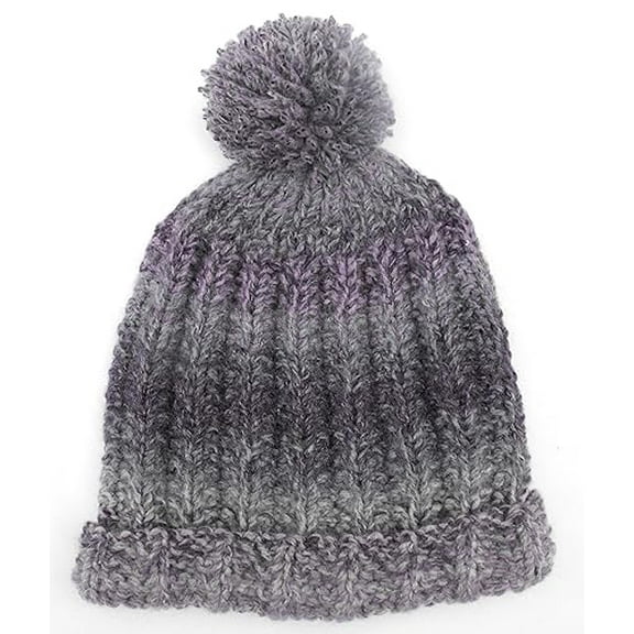 PURPLE TONES KNIT POM POM HAT