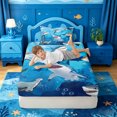 thumbnail image 4 of meiyoeat Cute Cartoon Shark Twin Sheets For Boys,Watercolor Ocean Theme Bedding For Kids,3pcs, 4 of 6