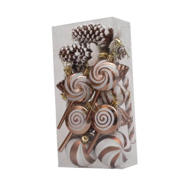 Colgantes de Navidad,Adornos colgantes navideños Charm Pendants,Adornos colgantes para el árbol de Navidad Manualidades de decoración navideña,Juego de adornos para árboles de Marrón