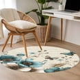 thumbnail image 4 of Small Round Rug 3Ft Washable Non-Slip, Teal Tulip Butterfly Circle Area Rugs for Living Room Bedroom, Turquoise Floral Farmhouse Beige Indoor Floor Mats Carpet Runner for Home Decor, 4 of 8