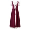 thumbnail image 4 of iiniim Kids Girls Renaissance Vintage Ball Gown Gothic Medieval Costume Maxi Dress Halloween Cosplay Size 6-16 A Burgundy 16, 4 of 7