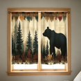 thumbnail image 2 of huayou 2 Pack Printed Kitchen Tier Curtains, 27.56x47.24 Inch Bear Pine Tree Forest Pattern Short Window Curtains, for Indoor Kitchen Cabin Lodge Home Window Decor, 2 of 7