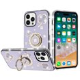 thumbnail image 4 of For iPhone 15 Plus Splendid Glitter with Diamonds All Around Edges Ring Stand Case Cover - Purple, 4 of 4
