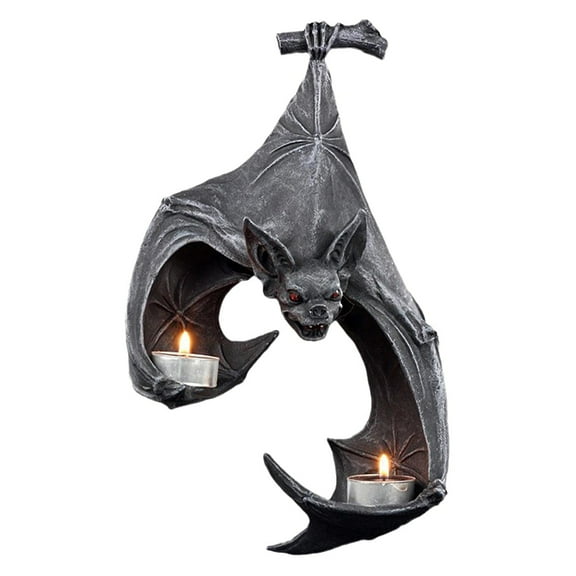 Wall Sconce Candle Holder, Bat Wall Tealight Holder, Rustic Medieval Wall Decor Sculpture Hanging Decor, Halloween Candleholder for Living Room, Bathroom