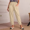 thumbnail image 2 of EDFBUYKRS Female Women Pants Casual Linen Pants Women Petite Short Length Women's Spring and Summer and Linen Solid Color Casual Stitching Wide-Leg Trousers Loose Pocket Straight-Leg Pants Xxl, 2 of 8