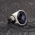 thumbnail image 2 of K-KED Mens Yin Ying Yang Blue Sandstone Ring Men Stainless Steel Size 7-13-10-Silver, 2 of 6