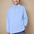 thumbnail image 2 of NIEWTR Boys Baggy Fit Long Sleeve Polo Shirt Lightweight Oversized for Jogging Streetwear and Comfortable Casual Style（A01-Light Blue,11-12 Years), 2 of 9