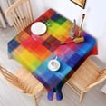 thumbnail image 2 of Colorful Rainbow Checkered Pattern Square Tablecloth,Waterproof Square Table Cover,Wipeable Spillproof Washable Table Cover for Home Kitchen Party Decor 52"x52"(132x132cm), 2 of 6