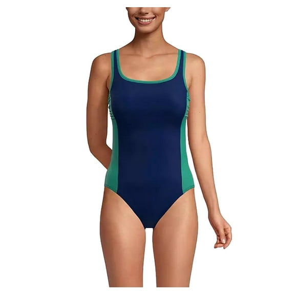 Lands End Women's One Piece Swimsuit in Blue Green Size XS
