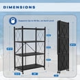 thumbnail image 3 of Lifetime Appliance Parts 4-Tier Foldable Storage Shelf with Wheels - Metal Collapsible Shelving Unit Display, Rolling Cart for Books Kitchen Storage Shelves, Pantry & Closet Organizer - BLACK, 3 of 7