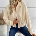 thumbnail image 6 of Women's Fleece Lined Winter Coat Long Sleeve Lapel Zip Up Jacket with Pockets Beige S, 6 of 6