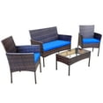 thumbnail image 1 of Alvino Outdoor Patio Furniture Set 4-Piece Rattan Chair Wicker Set (Dark Blue), 1 of 3
