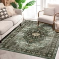 thumbnail image 2 of CAROMIO Washable 5' x 7' Area Rug for Living Room Boho Vintage Floral Indoor Carpet Non Slip, Green, 2 of 6