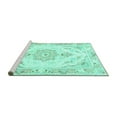 thumbnail image 2 of Ahgly Company Machine Washable Indoor Square Persian Turquoise Blue Traditional Area Rugs, 8' Square, 2 of 4