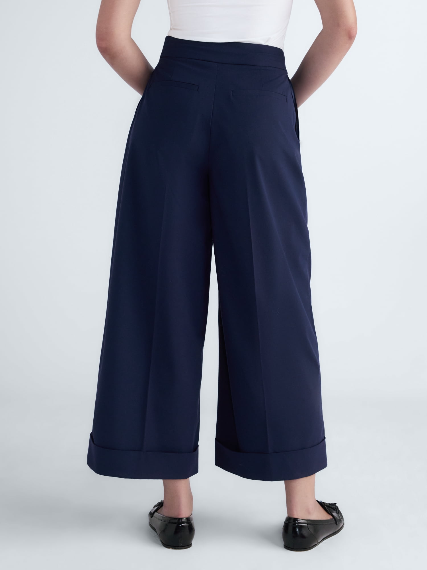 Free Assembly Women's and Women's Plus Wide Leg Cropped Trousers, 26" Inseam, Sizes 0-18