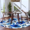 thumbnail image 4 of Round Area Rug 8 Ft, Blue Flowers Washable Non-Slip Circle Carpet for Living Room/Bedroom, Spring Watercolor Leaves Floral Plants Collection Low-Profile Large Area Rugs for Indoor, 4 of 7