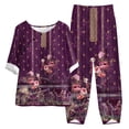 thumbnail image 2 of ICHUANYI Clearance Women's Summer Printed Half Sleeve Round Neck Cropped Top + Casual Pants Suit Set Two Piece Lounge Set(Purple, M) ICHUANYI WER2023081116753, 2 of 5