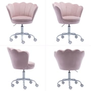 Guyou Kids Desk Chair, Velvet Rolling Swivel Children Chair, Adjustable Student Task Chair, Petal Type Backrest Vanity Chair for Bedroom Dormitory Children Gifts, Pink