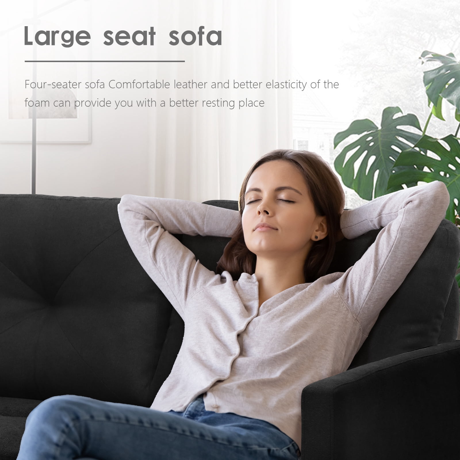 Haverchair Modern Sectional Sofa Couch with Reversible Chaise L-Shaped Couch for Living Room,BLACK