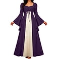 thumbnail image 2 of JOANKDMI Womens Renaissance Medieval Maxi Dress Square Neck Long Bell Sleeve Vintage Irish Over Gown Lace Up Flowy Flattering Costume for Halloween Role Play, 2 of 9