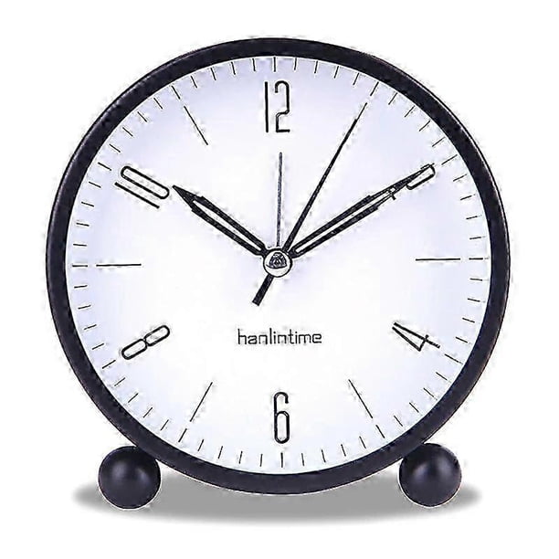 Silent Alarm Clock Non Ticking Analog Alarm Clocks Minimalistic Round Metal Light Alarm Clock 26s