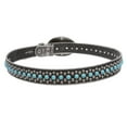 thumbnail image 3 of Western Turquoise Rhinestone Studded Faux Crocodile Print Genuine Leather Belt, 3 of 6
