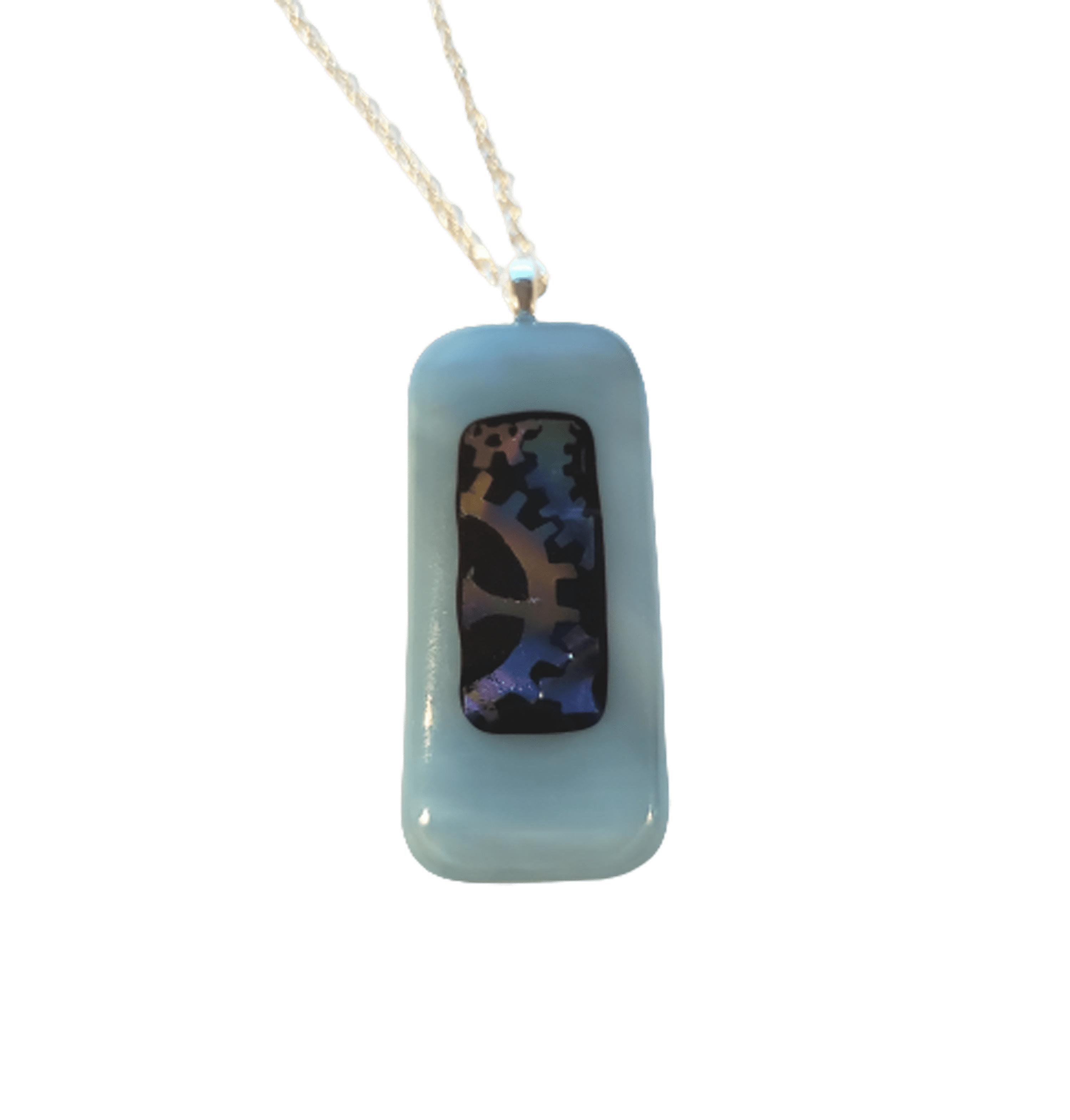 Fused Stained Glass Light Blue Dichroic Gears