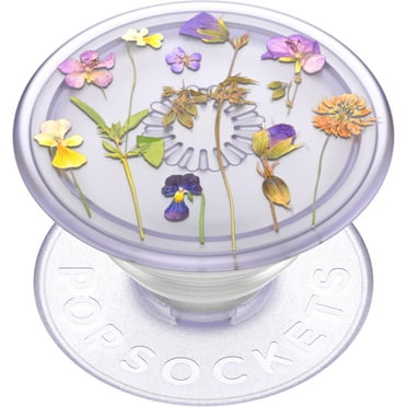 PopSockets Adhesive Plant-Based Phone Grip with Expanding Kickstand, Eco-Friendly and Swappable Top -Translucent Purple Fields