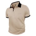 thumbnail image 4 of Men's Polo T Shirts Short Sleeve Button Up Basic Summer Shirts Beige Mens Casual Dress Shirts, 4 of 7