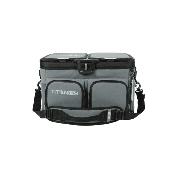 Titan PRO by Arctic Zone 48 Can Zipperless Cooler with Magnetic Lid, Insulated Soft Cooler with Custom Storage Liners, Leak Proof, 3 Day Ice Retention - Gray